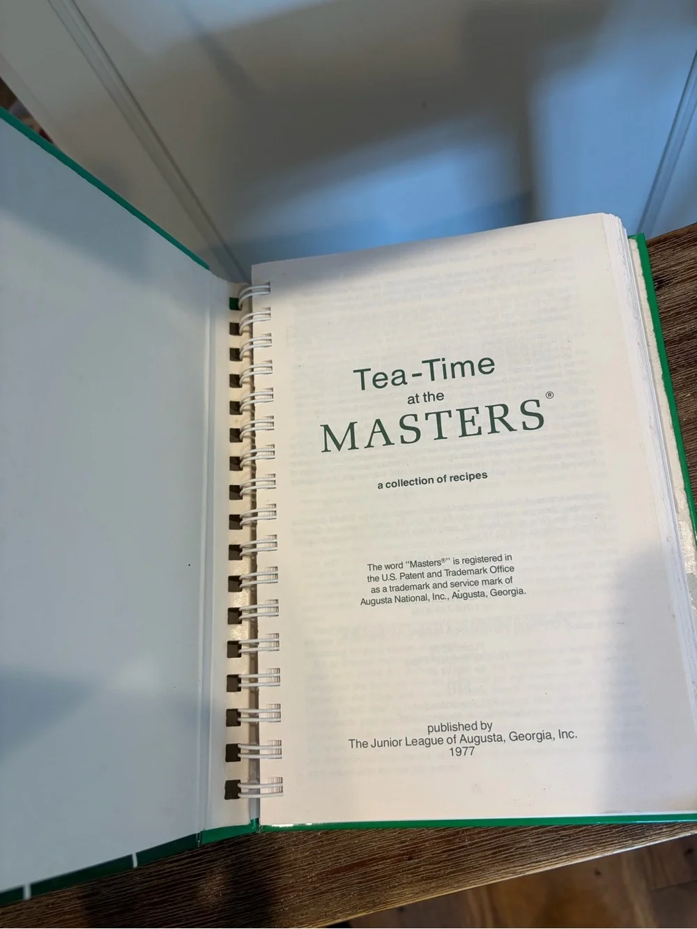 Tea Time at the Masters Cookbook, Junior League 1989/1977